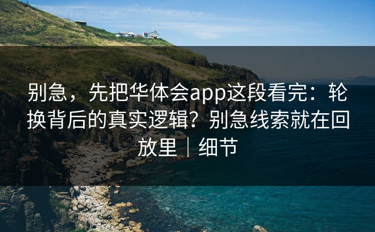 别急，先把华体会app这段看完：轮换背后的真实逻辑？别急线索就在回放里｜细节