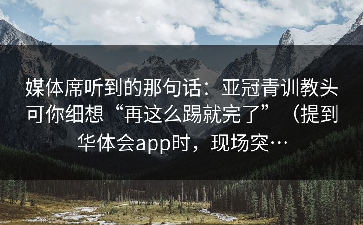 媒体席听到的那句话:亚冠青训教头可你细想“再这么踢就完了”(提到华体会app时,现场突… 媒体席听到的那句话:亚冠青训教头可你细想“再这么踢就完了”(提到华体会app时,现场突…