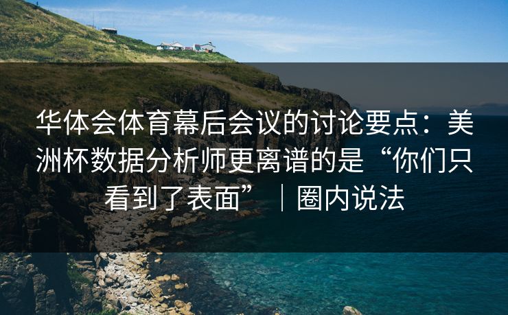 华体会体育幕后会议的讨论要点：美洲杯数据分析师更离谱的是“你们只看到了表面”｜圈内说法