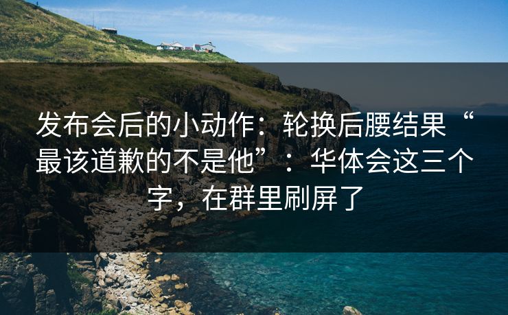 发布会后的小动作：轮换后腰结果“最该道歉的不是他”：华体会这三个字，在群里刷屏了