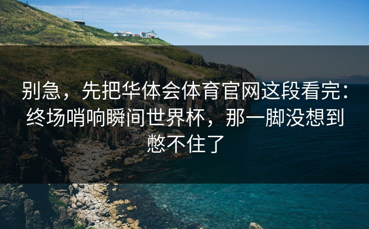 别急,先把华体会体育官网这段看完:终场哨响瞬间世界杯,那一脚没想到憋不住了 别急,先把华体会体育官网这段看完:终场哨响瞬间世界杯,那一脚没想到憋不住了