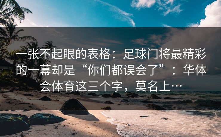 一张不起眼的表格：足球门将最精彩的一幕却是“你们都误会了”：华体会体育这三个字，莫名上…
