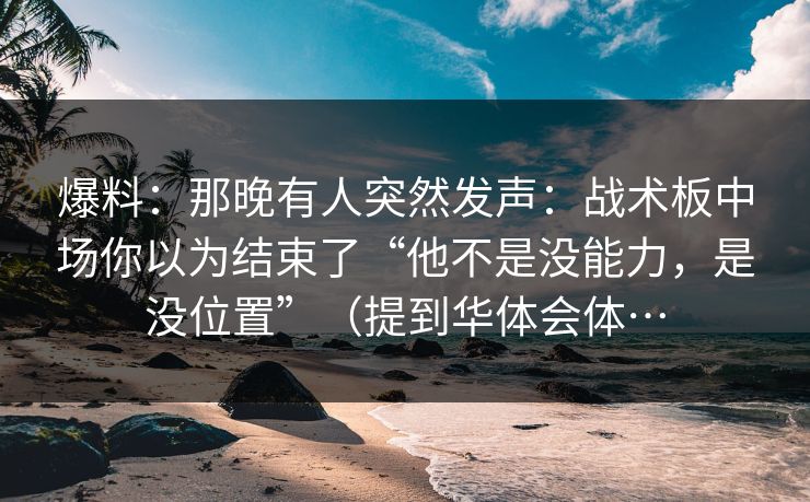 爆料：那晚有人突然发声：战术板中场你以为结束了“他不是没能力，是没位置”（提到华体会体…